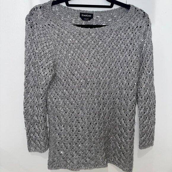 Grey Bebe knit top with sequins - Picture 5 of 8